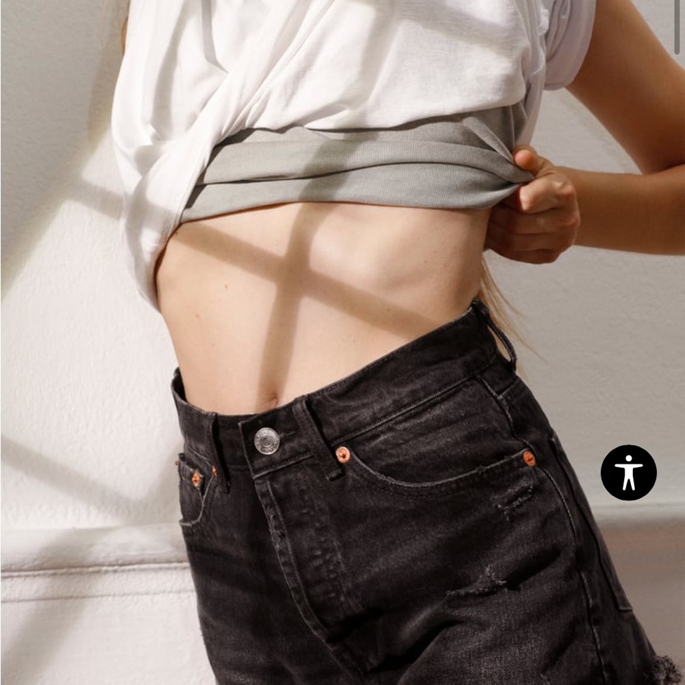 Zara high rise black denim shorts NWT